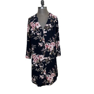 41 Hawthorn Long Floral Cardigan Sweater Open Front Size Medium